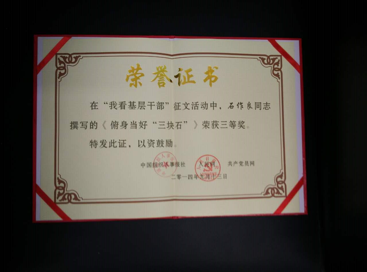 《我看基层干部》征文三等奖证书（2014、8）.jpg