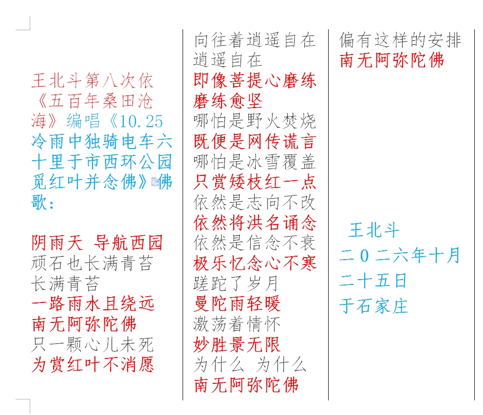 王北斗第八次依《五百年桑田沧海》编唱《10.25冷雨中独骑电车六十里于市西环公园觅红.jpg